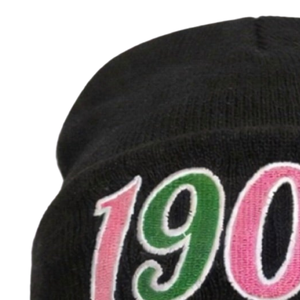 1908 Black Beanie Embroidered Knit Hat Warm <b>Winter</b> <b>Cap</b> Stylish Streetwear Fashion Accessory Comfortable Fit - Product Image 4