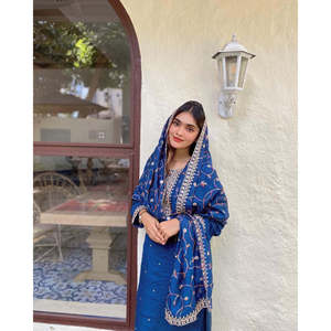 Conjunto de Top Bordado para Fiesta y Pantalones Palazzo con Dupatta para Mujer - Product Image 3