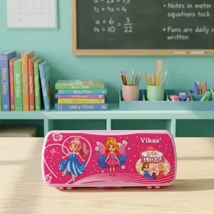 VIKAS X MAXO <b>Pink</b> Pencil <b>Box</b> Hard Plastic Stationery Storage Case with Strong Clip Closure Lightweight Organizer for School - Product Image 2