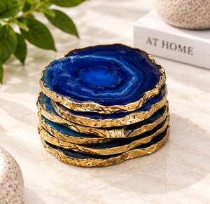 Juego de 6 Posavasos Modernos de Ágata Hechos a Mano en Latón AK en Varios Colores para Utensilios de Cocina/Decoración de Mesa - Product Image 3