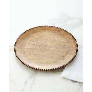 Assiette de présentation en bois d'acacia naturel, ronde, 13 pouces, en bois massif, pour la vente en gros, vaisselle décorative rustique pour mariage, sous-assiette - Product Image 6