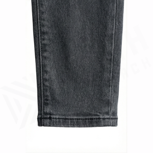 Jean en denim coupe droite délavé foncé pour homme, taille haute, coupe slim, en coton, style décontracté, pantalon d'automne - Product Image 6