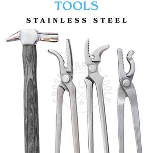 Kit d'outils de ferrage durable pour chevaux : Clincher courbé, Clincher standard, Clincher Alligator et Marteau - Product Image 3