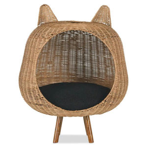 OEM ODM Handwoven Rattan Cat <b>House</b> With Legs Wicker Rattan Pet Bed <b>Indoor</b> With Wooden Legs Cat Cave Furniture Wholesale - Product Image 1