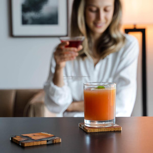 Luxury Wooden <b>Coaster</b> <b>Drinks</b> Mats Square Wedding Coffee Tea Cup Beer <b>coaster</b> Holder Epoxy Resin Wood <b>Coasters</b> Set with Holder - Product Image 4