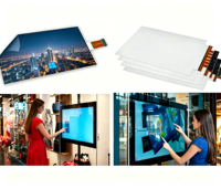 Film tactile capacitif projecté transparent Nano Touch Foil avec interface USB, disponible en 32'', 43'', 49'', 55'', 65'', 75''