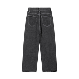 Jeans en denim pour hommes, coupe ample et large, brodés, style vintage délavé, fermeture boutonnée, 100% coton, vente en gros fabricant, services OEM ODM - Product Image 2