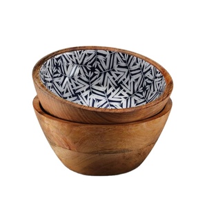 Mayorista Cuenco de madera para servir para hotel y restaurante Más vendidos Pegatina Esmalte Impreso Madera de Acacia Fruta y ensalada Cuenco de madera - Product Image 1