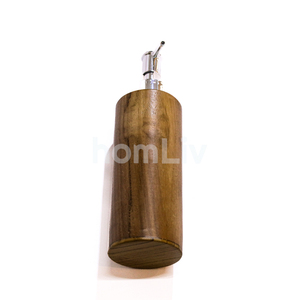 Natural Teak Wood Handmade Decorative Bathroom Liquid Soap Dispenser Sustainable Solid Wood Round Lotion <b>Pump</b> Bottle Tool - Product Image 6