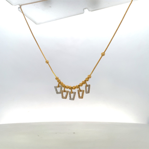 Auténtico Collar de Oro de 22K con Dijes de Anillo de Diamantes Reales y Cuentas Negras - Product Image 4