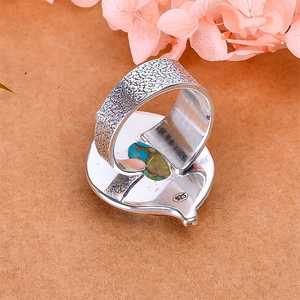 Bague en cuivre et turquoise, argent sterling 925, ajustable, faite à la main, bijoux en pierres précieuses, bague de luxe - Product Image 6