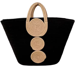 Sac fourre-tout tissé en corde de coton, sac à bandoulière de grande capacité, ouverture supérieure pour la plage et les voyages - Product Image 1