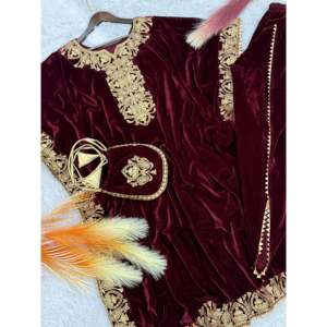 Caftán de diseñador con bordado Dhoti y borde de encaje elegante, talla XL - Product Image 3