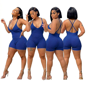 Combinaison Courte Moulante Côtelée Sans Manches Sexy et Ajustée pour Femme – Collection Été Décontractée – Grande Vente - Product Image 1