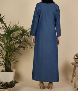 Best 2026 New Style Modest Abaya Robe Islamic Clothing Front Open Muslim Women Long Dress Cotton Solid V Neck Pocket - Product Image 6