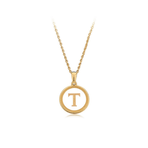 Collier avec pendentif lettre T de la marque Z, chaîne en acier de 2 cm, plaqué or, style classique, unisexe, à porter tous les jours - Product Image 2