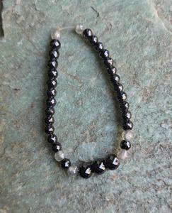 6 bracelets en moissanite blanche et noire, coupe diamant facetté de qualité AAA - Product Image 1