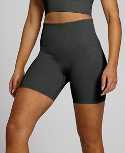 Shorts de sport pour femmes de haute qualité, taille haute élastique, couleur unie, respirant, tricoté, 180g polyester, coupe régulière - Product Image 1