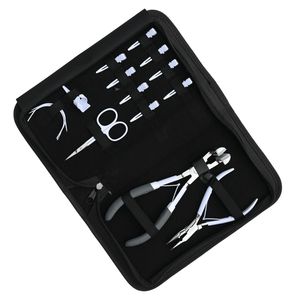 Hair Extension <b>Tools</b> <b>Kit</b> Tape In Plier Microbeads Crimping Plier <b>Mini</b> Scissors Sectioning Clips Curved Needle Parting Finger - Product Image 1
