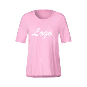 Camiseta de Manga Corta Casual de Algodón Ligero y Ecológico para Mujer, Cuello Personalizado, Transpirable, de Secado Rápido, Antiarrugas, para Uso Diario en Invierno - Product Image 1