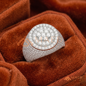 Anillo de Plata con Medallón para Hombre – Joyería de Lujo Estilo Hip Hop con Halo Plateado y Piedras Redondas – Premium - Product Image 3
