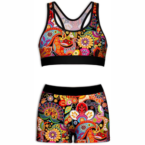 High Quality <b>Women's</b> Eco-Friendly Breathable Spandex/Nylon Solid <b>Mesh</b> Gym Shorts Sports Bra Set Yoga Pattern Elastic Waist - Product Image 5