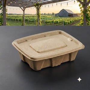 Contenant alimentaire naturel de 750 ml en bagasse de canne à sucre, 100 % bagasse de canne à sucre, sans plastique, biodégradable et compostable - Product Image 4