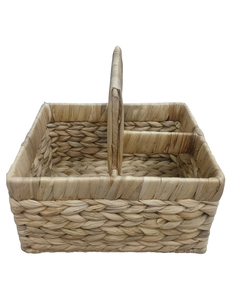 Water Hyacinth <b>Wicker</b> <b>Storage</b> <b>Basket</b> Rectangular Organizer Bin with Built In Handle for Bathroom Kitchen Living Room - Product Image 4