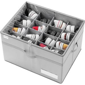 Grande boîte de rangement pliable transparente pour 16 paires de chaussures avec support inférieur, gain de place, en matériau PP - Product Image 1