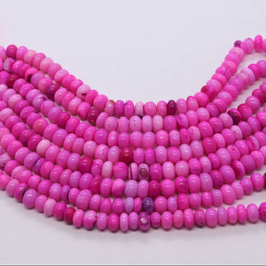 AAA Hot Pink <b>Opal</b> Smooth Rondelle Shape Beads 8-9 MM Shaded Pink <b>Opal</b> Gemstone Beads 16 Inch Natural Pink <b>Opal</b> Plain Rondelle - Product Image 1