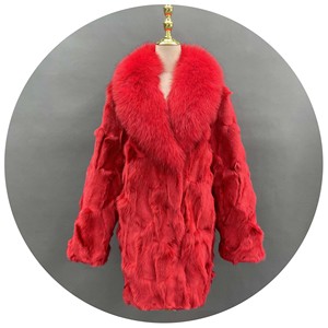 Veste d'hiver pour homme en fourrure de renard véritable, style personnalisé, longue, couleur rouge, veste bomber en fourrure de renard pour homme - Product Image 1