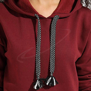 Vestido de Punto con Capucha para Mujer, Manga Larga, Color Sólido, para Otoño, 100% Algodón, Transpirable, con Decoración de Borlas - Product Image 5