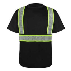 T-shirt de sécurité haute visibilité ANSI Classe 1 à LED clignotantes, noir et jaune, bandes réfléchissantes, manches courtes, vêtement de travail 2026 Harry - Product Image 6