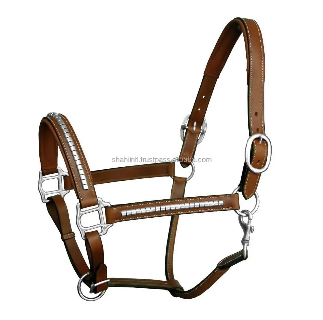 Cabestro de cuero para carreras de caballos ecuestres de alta calidad hecho a medida, ligero, cómodo, herrajes de latón macizo, acolchado de cuero suave