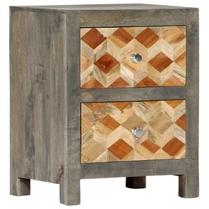ตู้ข้างเตียงไม้มะม่วง MDF สีเทาและสีน้ำตาลสำหรับห้องนั่งเล่น - Product Image 1