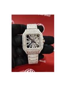 High Quality Luxury Fashion Handmade VVS Clarity Moissanite Diamond Watch Fully Iced <b>Wristwatch</b> Stainless Steel Square Amazing - Product Image 1