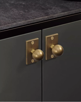 Bouton de meuble réglable en laiton massif avec plaque de fixation ronde pour tiroirs, commodes, armoires de cuisine et de salle de bain