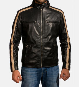 Chaqueta de Cuero para Hombre, Estilo Motero, Corte Ajustado, Piel de Cordero Genuina, Chaqueta Cortavientos Suave, Chaquetas Personalizadas - Product Image 1
