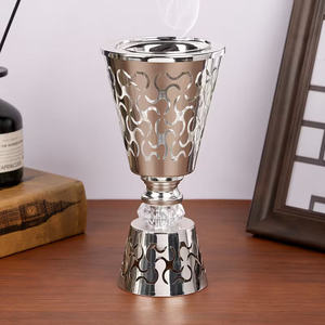 Wholesale Hollow Out Silver Metal <b>Bakhoor</b> Burner Crystal Ball Stand Bulk Arabian Mabkhara Goblet Shape <b>Oud</b> Incense Holder Decor - Product Image 1