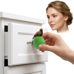 Pomo de Vidrio Verde para Mueble con Soporte para Pájaros de Bronce, Diseño Moderno, Ecológico, Fácil Instalación, Tirador para Cajón de Cocina - Product Image 4
