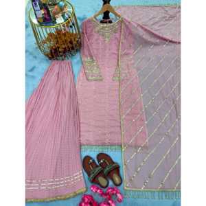 Ensemble haut et plazzo pour femme design avec belle Dupatta pour les fêtes - Product Image 4