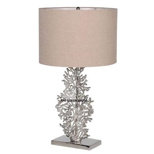 Aluminum Metal Shade Home Hotel Restaurant Table Lamp Designer Solid Brass Tree Branch Leaf Design Silver Finished - Product Image 1