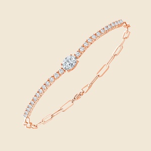 10 Gram VVS VS Clarity Classic Lab Grown Diamond DEF Oval Cut <b>5</b> Carat Total Gold Plated Luxury Silver Bracelet <b>Gift</b> Supplier - Product Image 2