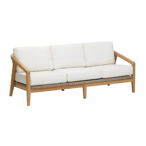 Modern Teak Wood Outdoor Garden <b>Sofa</b> <b>Set</b> with Upholstered Non-Waterproof Cushions - Product Image 2