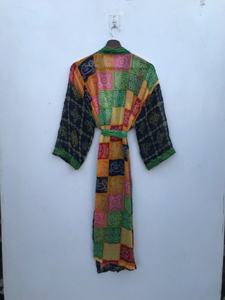 Robe Kimono Vintage en Soie Poli Robe de chambre élégante en mousseline de soie pour vêtements de nuit de mariée pour femmes - Product Image 3