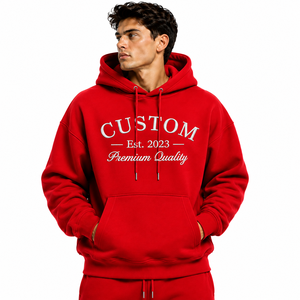 Hoodie surdimensionné en molleton 100 % coton, design OEM, vente en gros, avec poche kangourou et logo imprimé - Product Image 5