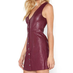 Robe longue en cuir véritable pour femme, style corset, sexy, fétichiste, pour soirée et club, vente en gros, fabricant, robe en cuir de haute qualité - Product Image 1