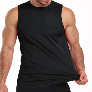 Men's <b>Navy</b> Blue Sleeveless Tank <b>Top</b> O-Neck Quick Dry Solid Color Casual Knitted 100% Cotton Workout Shirt - Product Image 3