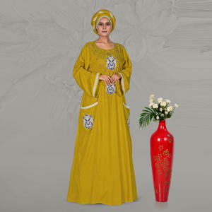 Caftán Modesto Bordado en Rayón, Elegante Motivo Frontal, Bordes Decorativos en las Mangas, Bolsillos Funcionales, Vestido Diario para Eid y Ramadán - Product Image 1