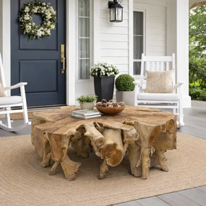 Organic Teak Root Base <b>Coffee</b> <b>Table</b> Handmade Eco-Friendly <b>Rustic</b> Modern Design Living Room Furniture Unique Driftwood Stump - Product Image 6